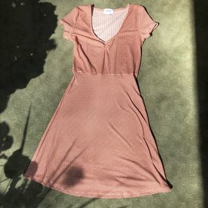 Cute Cream and Orangey-Brown Striped Dress